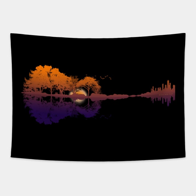 Guitar Lake Reflections Music and Guitar Lover Guitar Tapestry by Dibble Dabble Designs