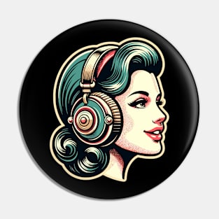 Woman Listen to Music Pin