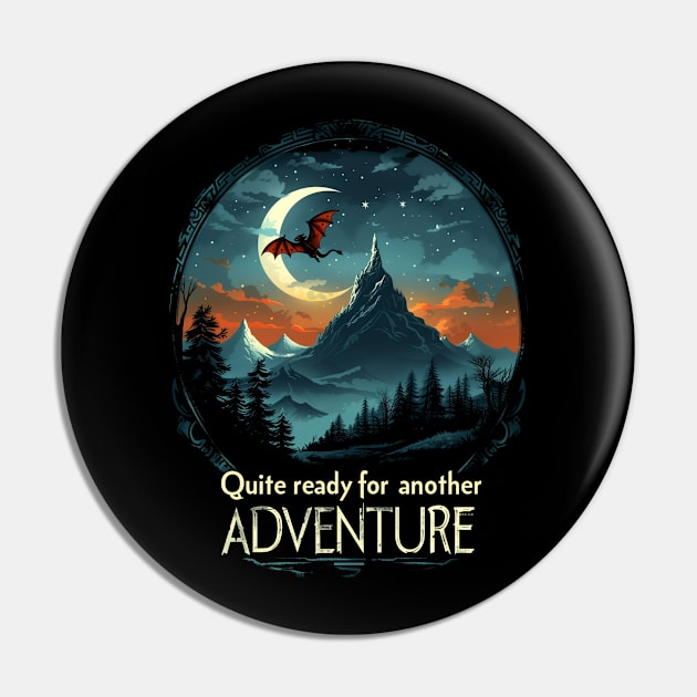 Quite Ready for Another Adventure - Dragon and Lonely Mountain - Fantasy Pin by Fenay-Designs