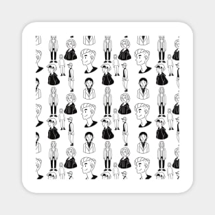 Black and White Boys Pattern Magnet