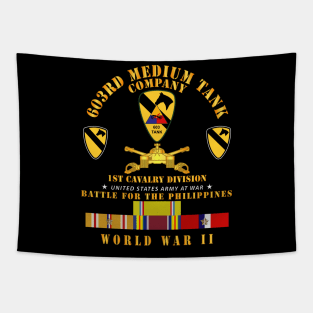 603rd Medium Tank Co  - 1st Cav - Phil - WWII w PAC SVC Tapestry