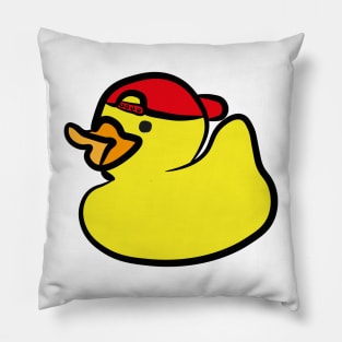 Cute rubber duck wearing a backwards baseball cap Pillow