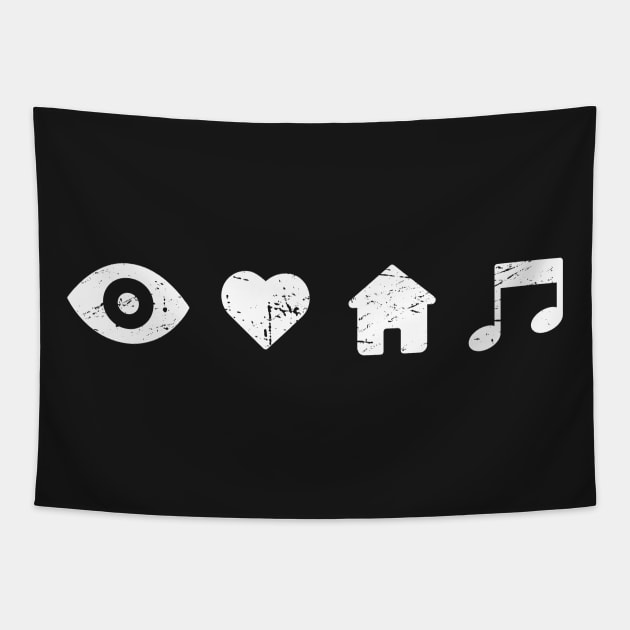 I Love House Music Tapestry by MeatMan