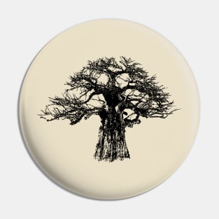 Baobab Tree in Black and White Pin