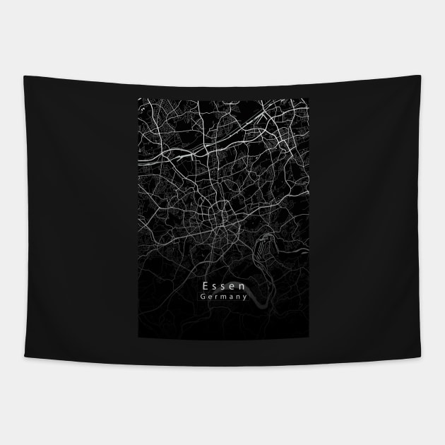 Essen Germany City Map dark Tapestry by Robin-Niemczyk