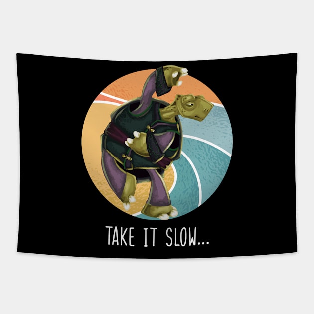 Take it Slow Turtle Tai Chi Tai Ji Tapestry by sBag-Designs