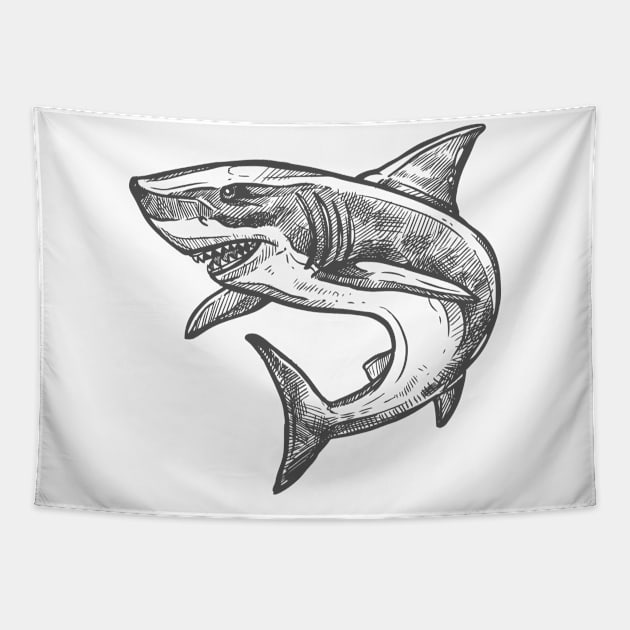 Dark Shark Tapestry by Risset