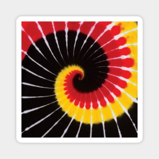 Black White Red Golden Yellow Spiral Tie Dye Magnet