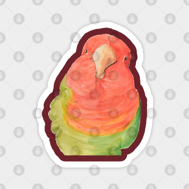 Watercolor loverbird lovebird parrot bird pink and green Magnet by Oranjade0122