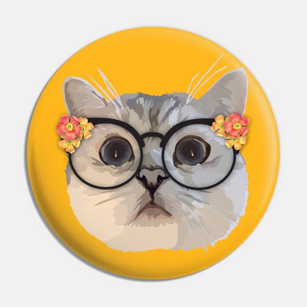 Cat with flower glasses Pin by thedailysoe