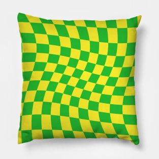 Twisted Checkered Square Pattern - Yellow & Green Pillow