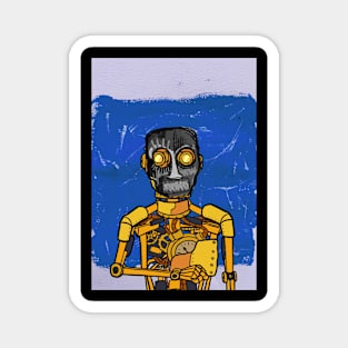 Love NFT - A Golden Affair: Golden Robot Character with Street Mask and Glass Eyes Magnet