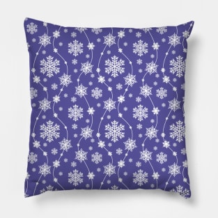 Bright Purple and Winter White Snowflakes Pattern Pillow