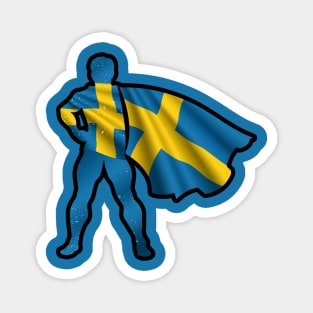 Sweden Hero Wearing Cape of Swedish Flag Hope and Peace Unite in Sweden Magnet