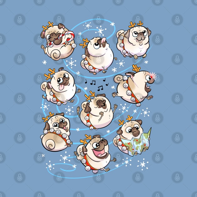 Reindeer Pugs by Inkpug