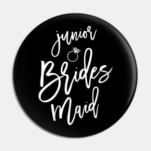 Jr Bridesmaid Shirt Handwritten Ring Navy Blue Pin