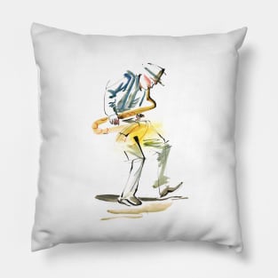 Saxophonist Player Musician Drawing Pillow