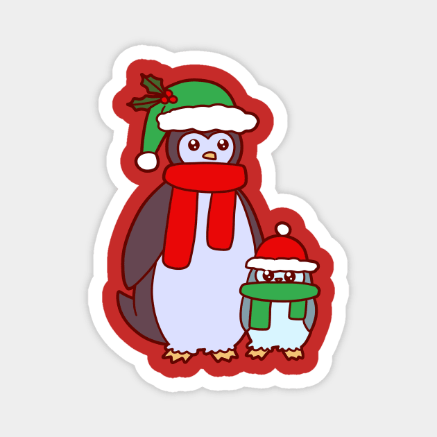 Mama and Baby Christmas Penguins Magnet by saradaboru