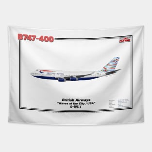 Boeing B747-400 - British Airways "Waves of the City / USA" (Art Print) Tapestry