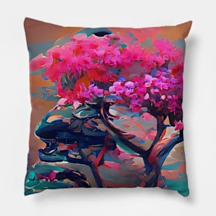 Bonsai Art, Colorful Algoart Pillow