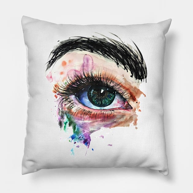 eye watercolor Pillow by NemfisArt