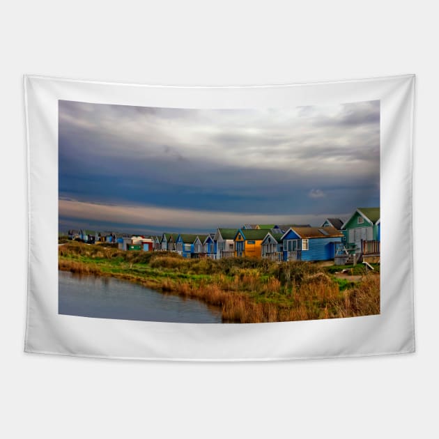 Hengistbury Head Beach Huts Bournemouth Dorset Tapestry by AndyEvansPhotos