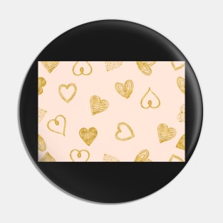 Gold Heart Pattern Mask -  Pink Background Masks Pin