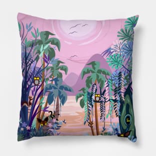 The Eyes of the Enchanted Misty Forest Pillow