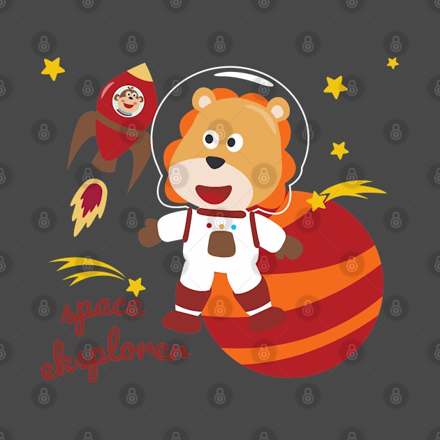 Space lion or astronaut in a space suit with cartoon style. by KIDS APPAREL