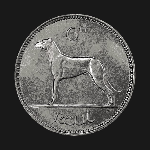 Lucky Irish Sixpence Coin — A Wolfhound by Peadro