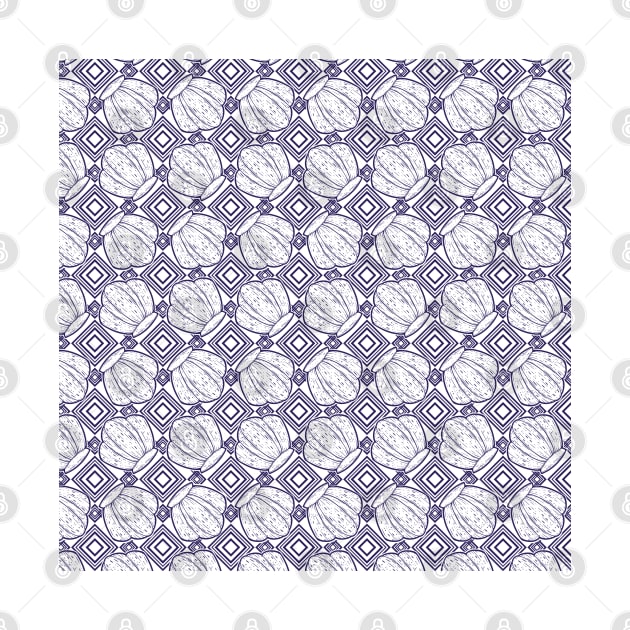 Beautiful Line Art Seashells Seamless Surface Pattern Design by zarya_kiqo