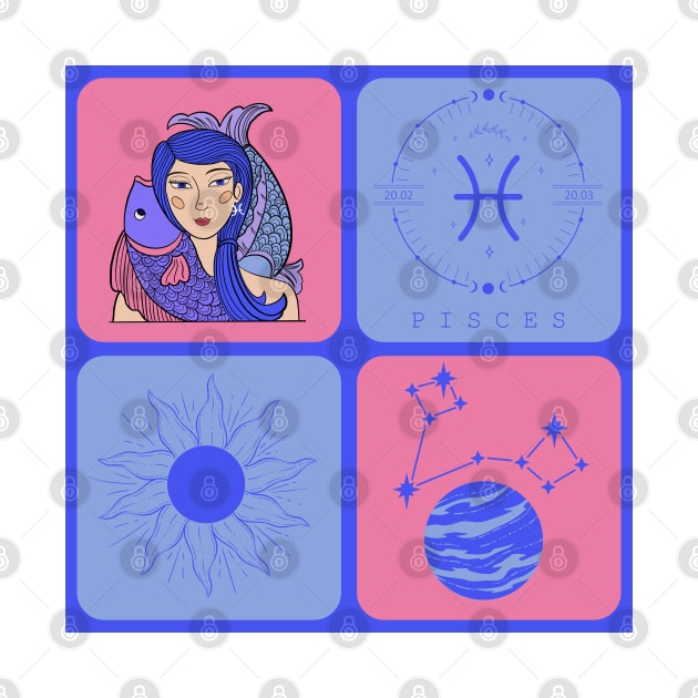 Pisces Horoscope Hand Drawn Pattern by i am Cuta