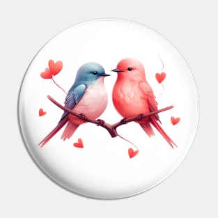 Valentine Kissing Wagtail Bird Couple Pin