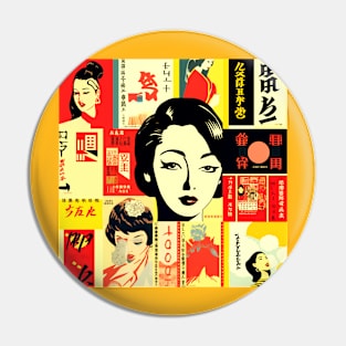 Collage of cultural references to Japan Pin