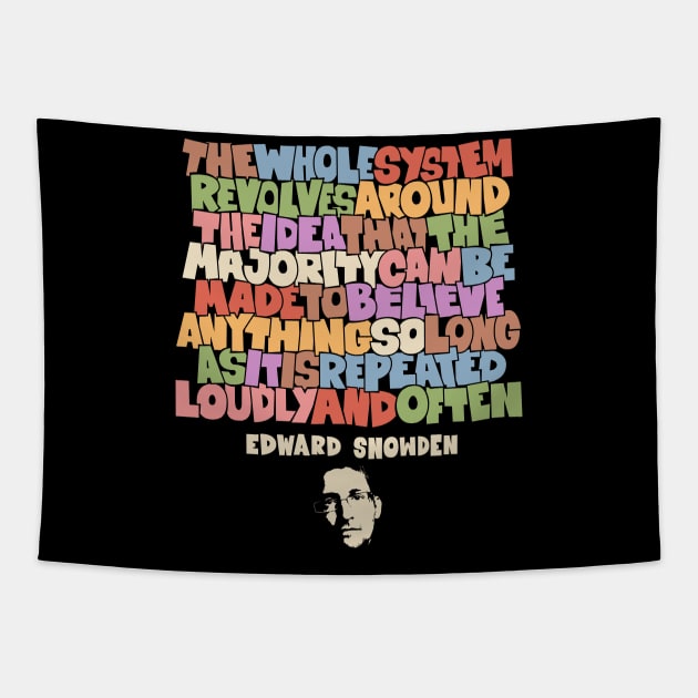 Unveiling Truth: Edward Snowden's Insight on Repetition and Belief Tapestry by Boogosh