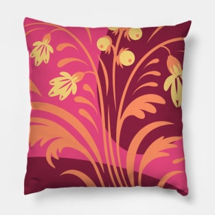 Folk floral print . Abstract flowers art , poster. Pillow