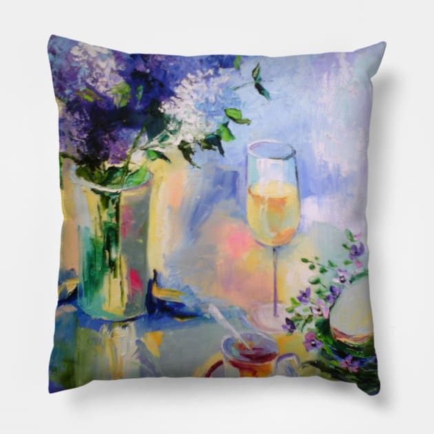 Still life with flowers Pillow by OLHADARCHUKART
