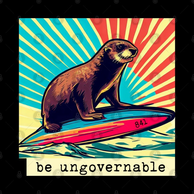 be ungovernable surfing otter 841 [white background] by REDWOOD9