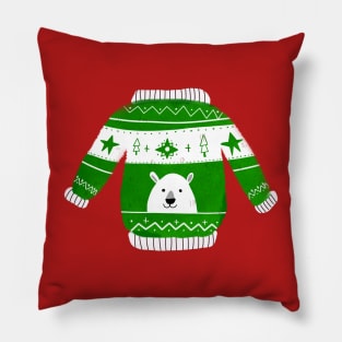 Cute Ugly Christmas Sweater Bear Pillow