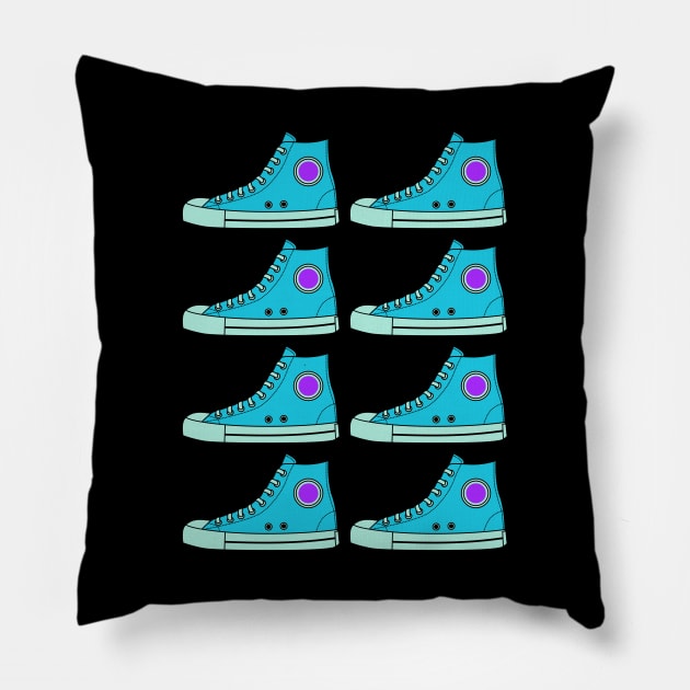 Cyan Blue Sneakers Pillow by 1001Kites