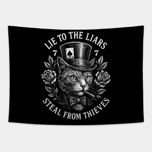 Vintage Outlaw Cat T-Shirt – Lie to the Liars, Steal from Thieves Tapestry