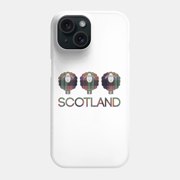 Trio of Scottish Halloween Coloured Tartan Patterned Sheep Phone Case by MacPean