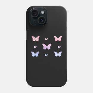 Pink Blue Ombre Faux Glitter Butterflies Phone Case