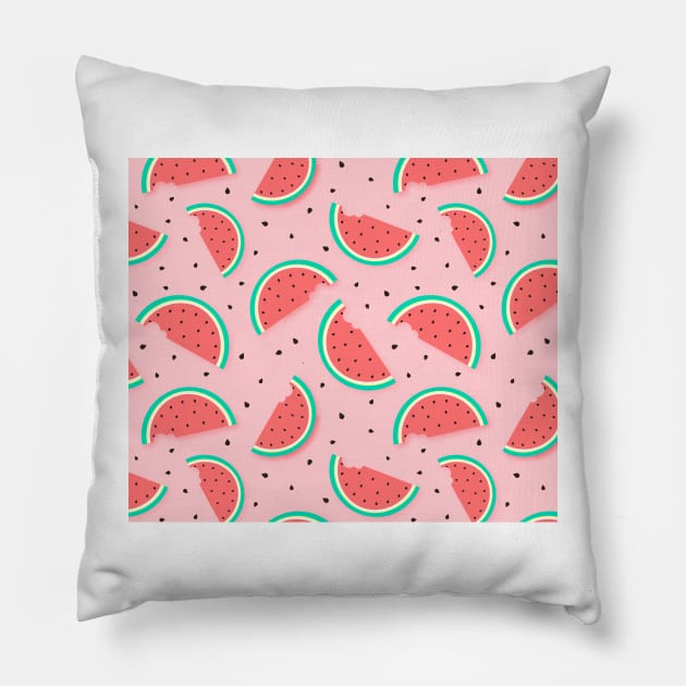 Watercolor watermelon Pillow by timegraf