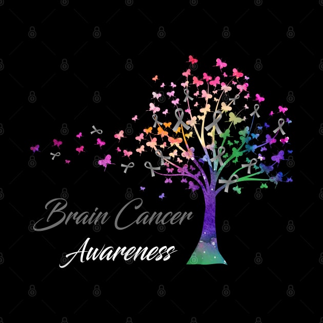 Tree Ribbons Brain Cancer Awareness Support Brain Cancer Warrior Gifts by ThePassion99
