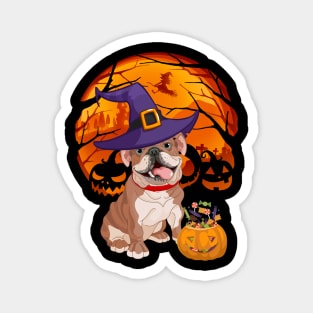 Bulldog pumpkin witch Magnet