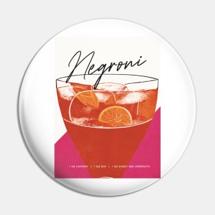 Negroni Retro Poster Orange Pink Bar Prints, Vintage Drinks, Recipe, Wall Art Pin