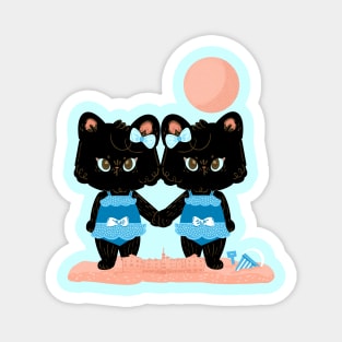 Twin Kitty Summer Magnet