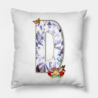 Name Initial Letter D and Hummingbird Pillow