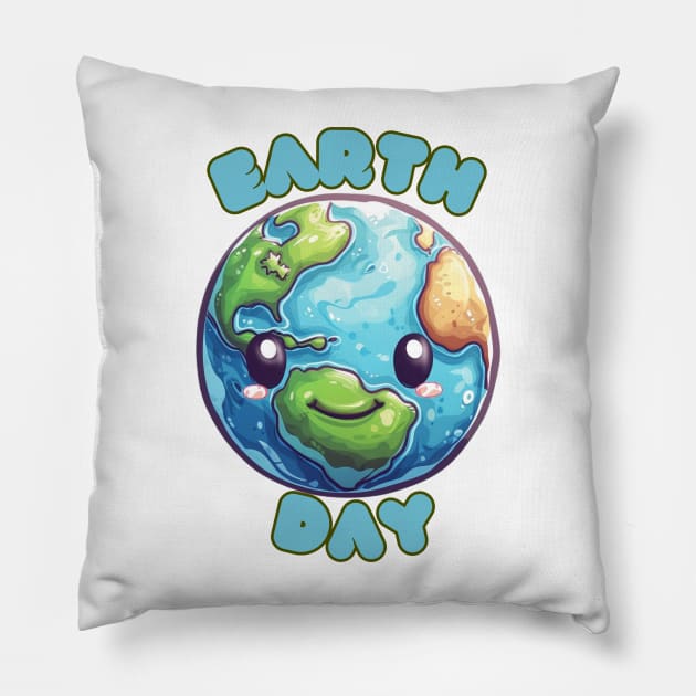 Earth cartoon Pillow by Crazy skull